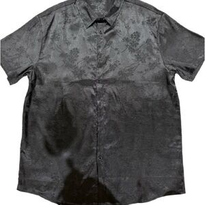 Black Casual Floral Button Down Shirt